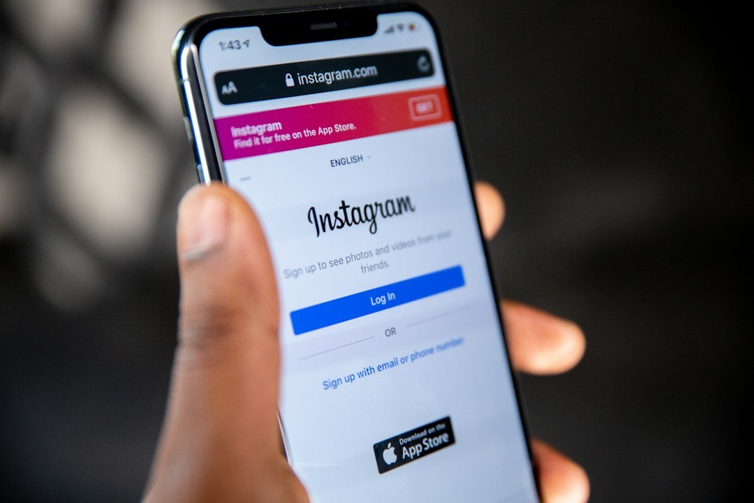 Smartphone displaying Instagram page for social media marketing